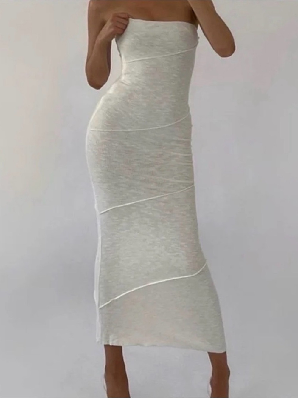 Princess Polly Strapless Sheer White Maxi Dress